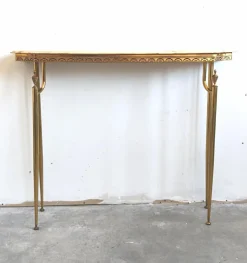 Italienischer Hollywood Regency Konsolentisch aus Messing & Marmor, 1950er