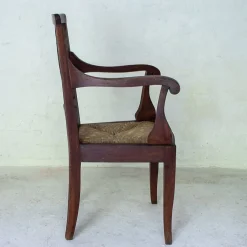 Italienischer Kinderstuhl aus Holz mit Rush-Gewebe, 1900