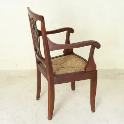 Italienischer Kinderstuhl aus Holz mit Rush-Gewebe, 1900