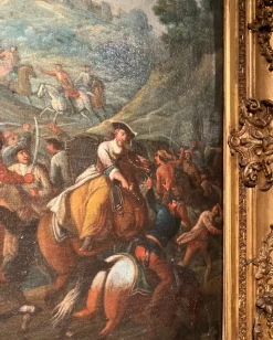 Italienischer Künstler, Barocke Kampfszene, 1600er, Öl auf Leinwand, Gerahmt