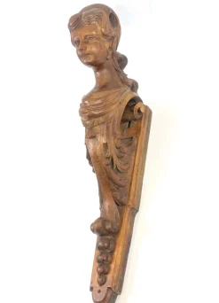 Italienischer Künstler, Karyatide Skulptur, 19. Jh., Nussholz geschnitzt