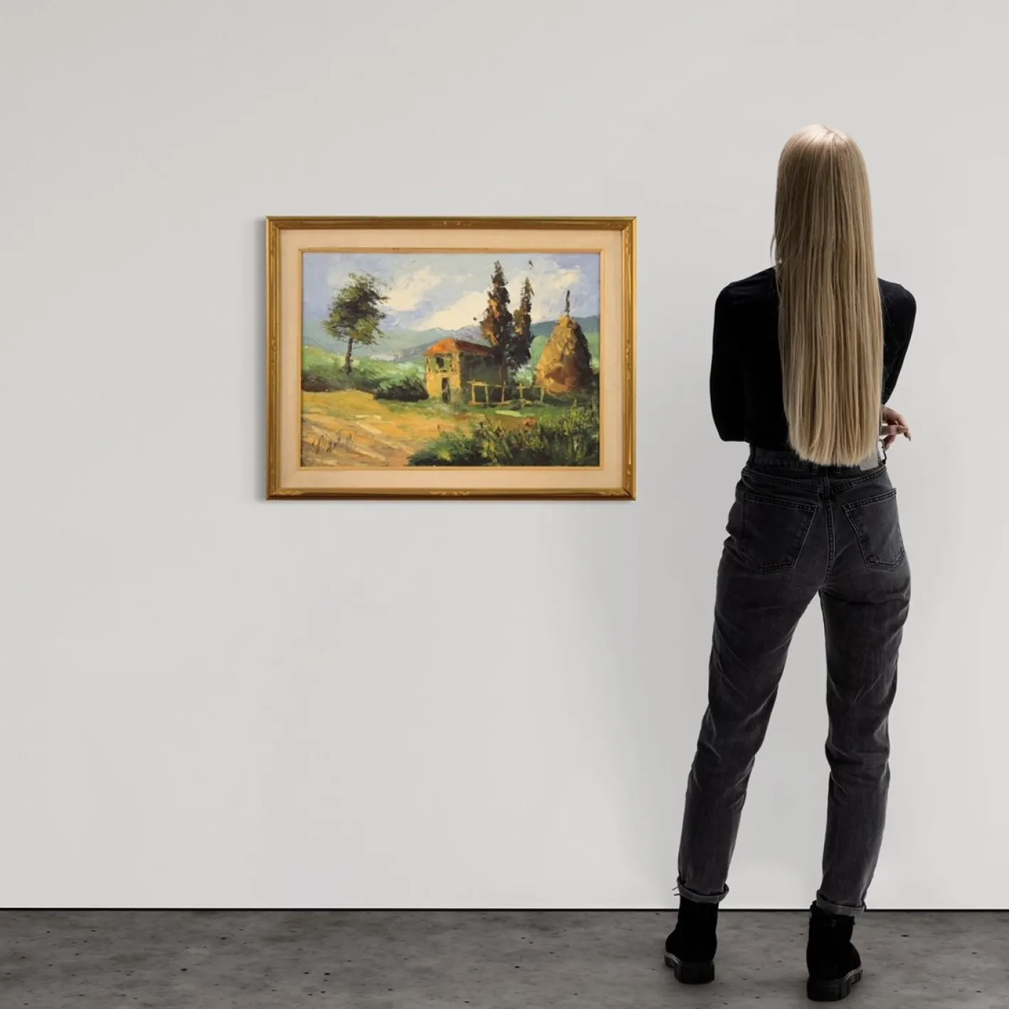 Italienischer Künstler, Landschaft, 1970, Öl auf Leinwand