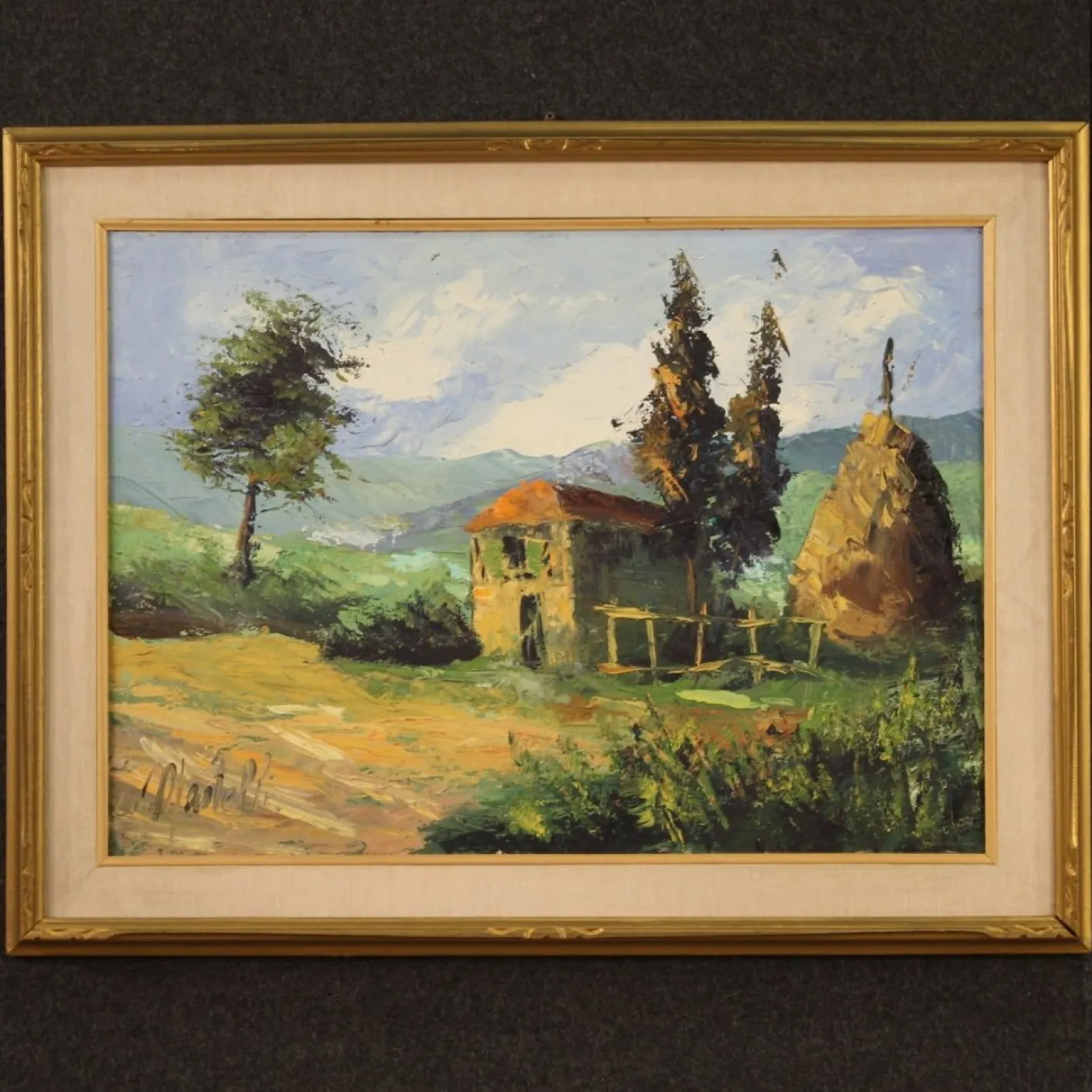 Italienischer Künstler, Landschaft, 1970, Öl auf Leinwand