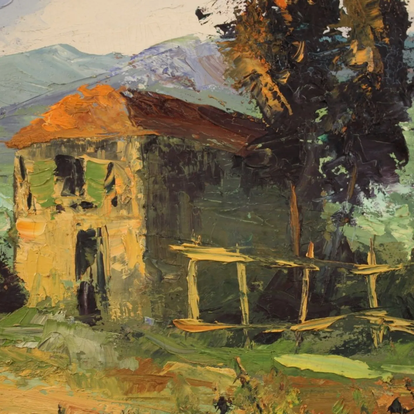 Italienischer Künstler, Landschaft, 1970, Öl auf Leinwand