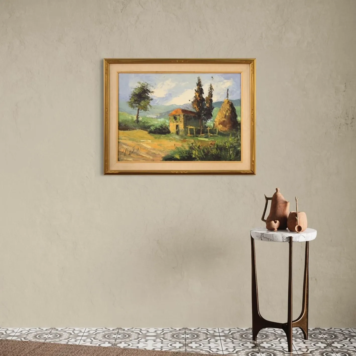 Italienischer Künstler, Landschaft, 1970, Öl auf Leinwand