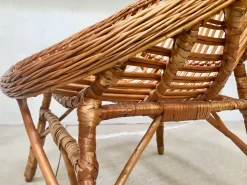 Italienischer Korbgeflecht Rattan Armlehnstuhl, 1950er