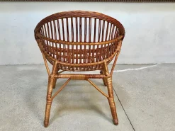 Italienischer Korbgeflecht Rattan Armlehnstuhl, 1950er