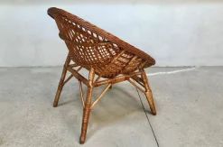 Italienischer Korbgeflecht Rattan Armlehnstuhl, 1950er