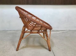 Italienischer Korbgeflecht Rattan Armlehnstuhl, 1950er