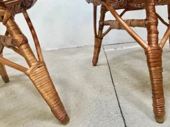 Italienischer Korbgeflecht Rattan Armlehnstuhl, 1950er