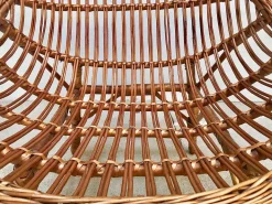 Italienischer Korbgeflecht Rattan Armlehnstuhl, 1950er
