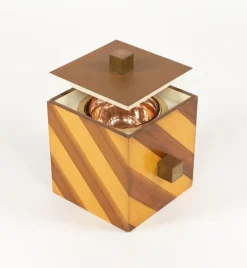 Italienischer Mid-Century Eiskübel aus Holz & Messing, 1960er