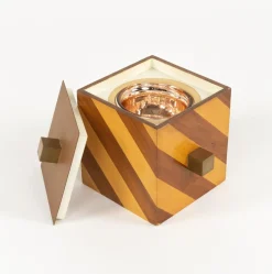 Italienischer Mid-Century Eiskübel aus Holz & Messing, 1960er