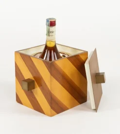 Italienischer Mid-Century Eiskübel aus Holz & Messing, 1960er