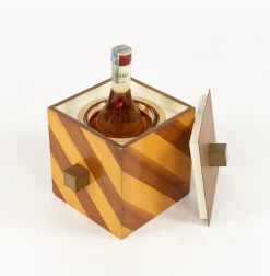 Italienischer Mid-Century Eiskübel aus Holz & Messing, 1960er