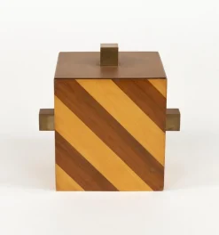 Italienischer Mid-Century Eiskübel aus Holz & Messing, 1960er