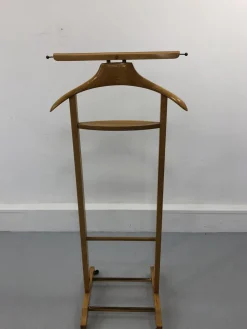 Italienischer Mid-Century Garderobenständer aus Buche & Messing von Fratelli Reguitti, 1950er