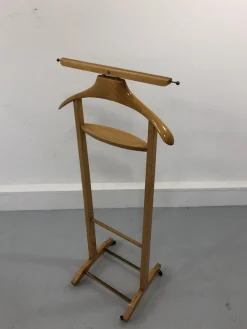 Italienischer Mid-Century Garderobenständer aus Buche & Messing von Fratelli Reguitti, 1950er
