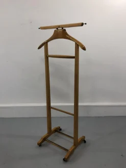 Italienischer Mid-Century Garderobenständer aus Buche & Messing von Fratelli Reguitti, 1950er