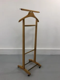 Italienischer Mid-Century Garderobenständer aus Buche & Messing von Fratelli Reguitti, 1950er