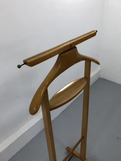 Italienischer Mid-Century Garderobenständer aus Buche & Messing von Fratelli Reguitti, 1950er