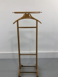 Italienischer Mid-Century Garderobenständer aus Buche & Messing von Fratelli Reguitti, 1950er