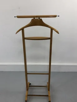 Italienischer Mid-Century Garderobenständer aus Buche & Messing von Fratelli Reguitti, 1950er