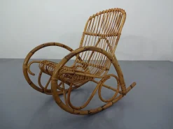 Italienischer Mid-Century Schaukelstuhl aus Bambus, 1950er