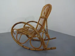 Italienischer Mid-Century Schaukelstuhl aus Bambus, 1950er