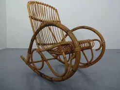 Italienischer Mid-Century Schaukelstuhl aus Bambus, 1950er