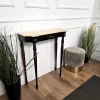 Italienischer Mid-Century Wandtisch aus Holz & Messing mit Marmorplatte, 1950er