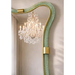 Italienischer Murano Glas Spiegel in Grau von Simoeng