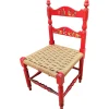 Italienischer Roter Kinderstuhl aus Holz & Seil Binse mit Disney Grafiken