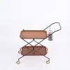 Italienischer Servierwagen mit Flaschenhalter aus Holz, Metall & Messing, Italien, 1960er
