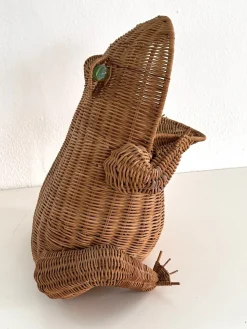 Italienischer Vintage Froschkorb aus Rattan, 1980er