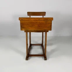 Italienischer Vintage Schreibtisch aus Holz & Keramik Tintenfass, 1930er
