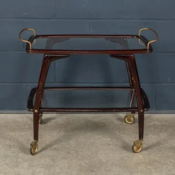 Italienischer Vintage Servierwagen aus Messing & Holz, 1960