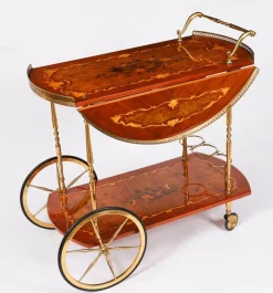 Italienischer Vintage Sorrento Servierwagen mit Intarsien, 1960