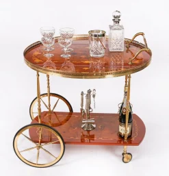 Italienischer Vintage Sorrento Servierwagen mit Intarsien, 1960