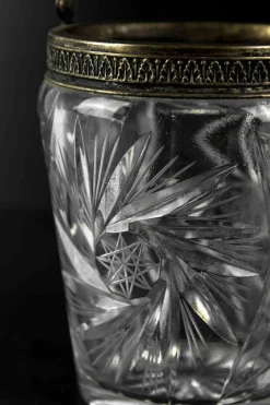 Italienischer Vintage Weinkühler aus Glas mit Griffen aus Messing, 1970er