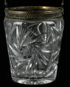 Italienischer Vintage Weinkühler aus Glas mit Griffen aus Messing, 1970er