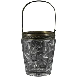 Italienischer Vintage Weinkühler aus Glas mit Griffen aus Messing, 1970er