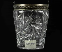 Italienischer Vintage Weinkühler aus Glas mit Griffen aus Messing, 1970er