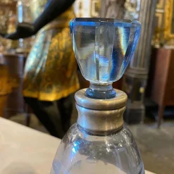 Italienisches Art Deco Likörset aus Silber & graviertem blauem Glas, 1930er, 6er Set