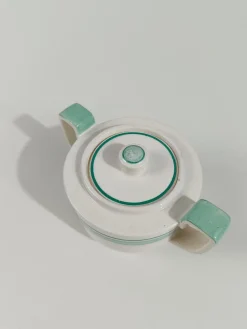 Italienisches Art Deco Teeservice aus Weißer & Tiffany Grüner Majolika von Richard Ginori, 1930er, 10 . Set
