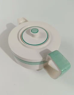Italienisches Art Deco Teeservice aus Weißer & Tiffany Grüner Majolika von Richard Ginori, 1930er, 10 . Set