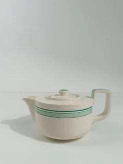 Italienisches Art Deco Teeservice aus Weißer & Tiffany Grüner Majolika von Richard Ginori, 1930er, 10 . Set