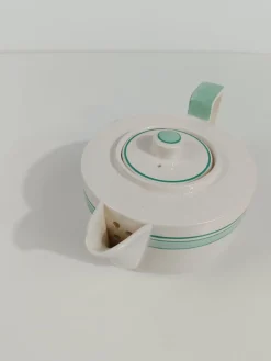 Italienisches Art Deco Teeservice aus Weißer & Tiffany Grüner Majolika von Richard Ginori, 1930er, 10 . Set
