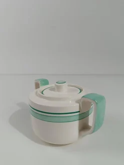 Italienisches Art Deco Teeservice aus Weißer & Tiffany Grüner Majolika von Richard Ginori, 1930er, 10 . Set