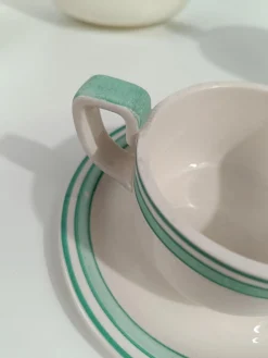 Italienisches Art Deco Teeservice aus Weißer & Tiffany Grüner Majolika von Richard Ginori, 1930er, 10 . Set